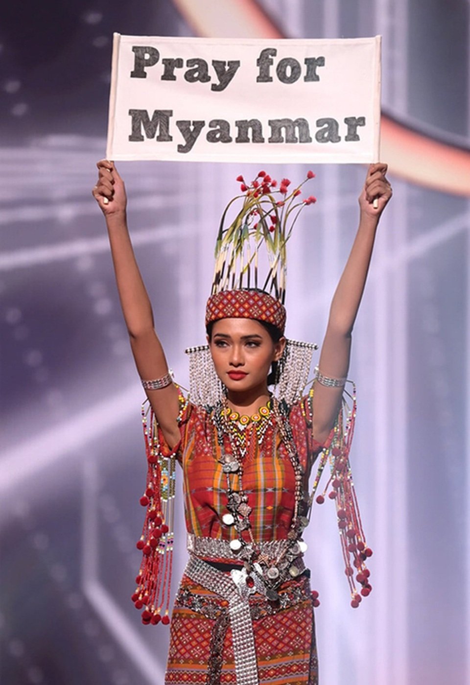 Miss Myanmar spoke out about the political crisis in the beauty `arena`.